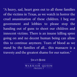 A heavy , sad ,heart goes out to all those families of the victims in Texas as We watch in horror the cruel assassination of these children .I beg our government and lobbies to please stop the handing of guns to shoot our children and innocent victims. There is an insane killing spree going on and no decent human being can allow this to continue anymore. Tears of blood as we stand by the families of all……  this massacre is a travesty and the greatest shame for our nation.